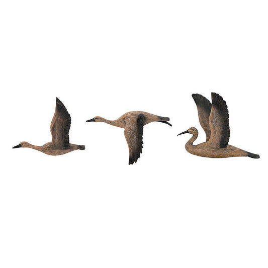 Set of 3 Flying Geese Wall Decorations, Pine Wood, Rustic Weathered Brown By Casagear Home