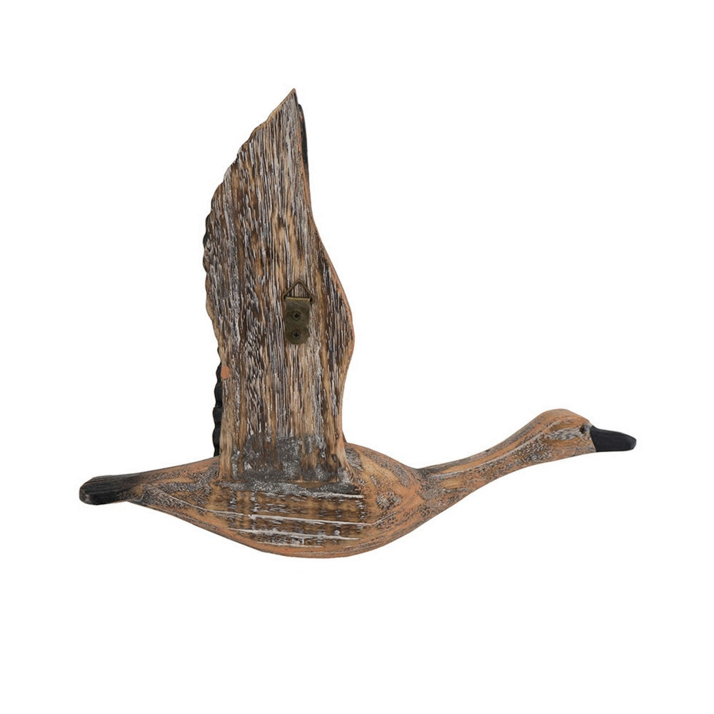 Set of 3 Flying Geese Wall Decorations Pine Wood Rustic Weathered Brown By Casagear Home BM302563