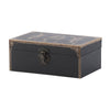 Leo Set of 3 Storage Boxes Vegan Leather Lining Ornate Printed Designs By Casagear Home BM302570