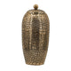 15 Inch Aluminum Urn, Lidded Top, Hammered Texture, Antique Gold Finish By Casagear Home