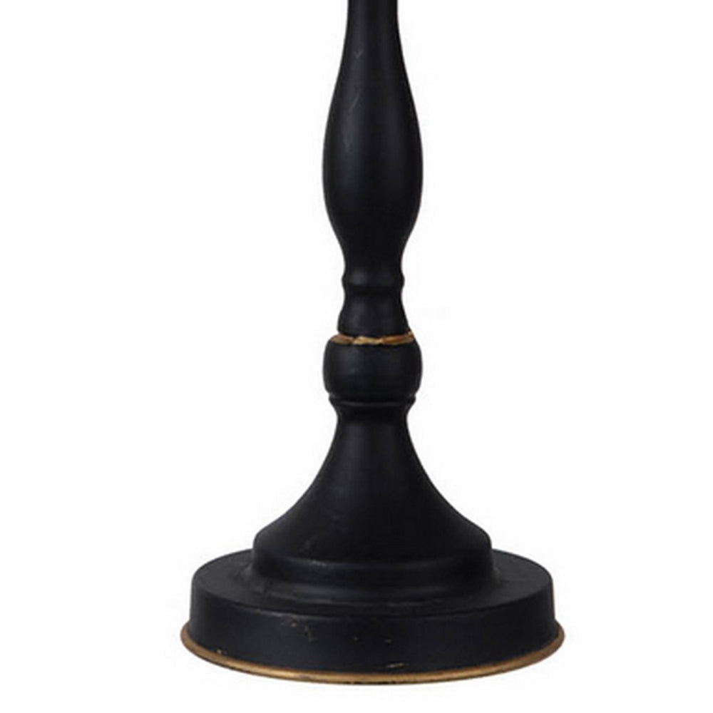 16 Inch Decorative Table Clock Pedestal Stand Black Metal Stone Accent By Casagear Home BM302583