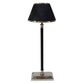 23 Inch Table Lamp, Leather Wrapped Tapered Shade, Aluminum, Black, Nickel By Casagear Home