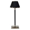 23 Inch Table Lamp, Leather Wrapped Tapered Shade, Aluminum, Black, Nickel By Casagear Home