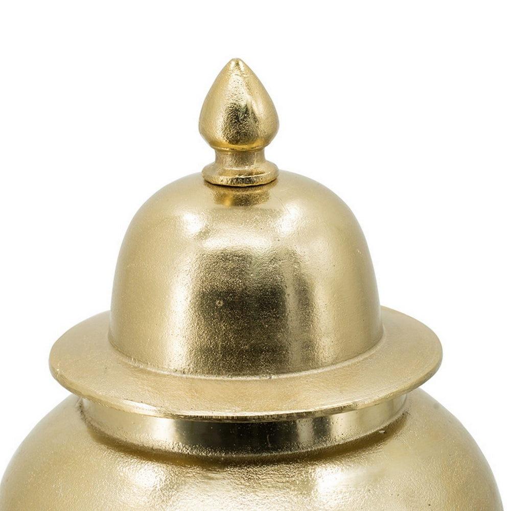 21 Inch Lidded Vase Urn Finial Accent Brilliant Gold Aluminum Finish By Casagear Home BM302593