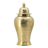 21 Inch Lidded Vase Urn, Finial Accent, Brilliant Gold Aluminum Finish By Casagear Home