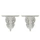 14 Inch Set of 2 Wall Decorations Shelves Antique White Carved Design By Casagear Home BM302600