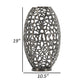 19 Inch Decorative Round Barrel Vase Cutout Motif Smoke Black Aluminum By Casagear Home BM302606