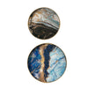 Set of 2 Round Decorative Trays Tall Rims Faux Marble Blue Gold By Casagear Home BM302609