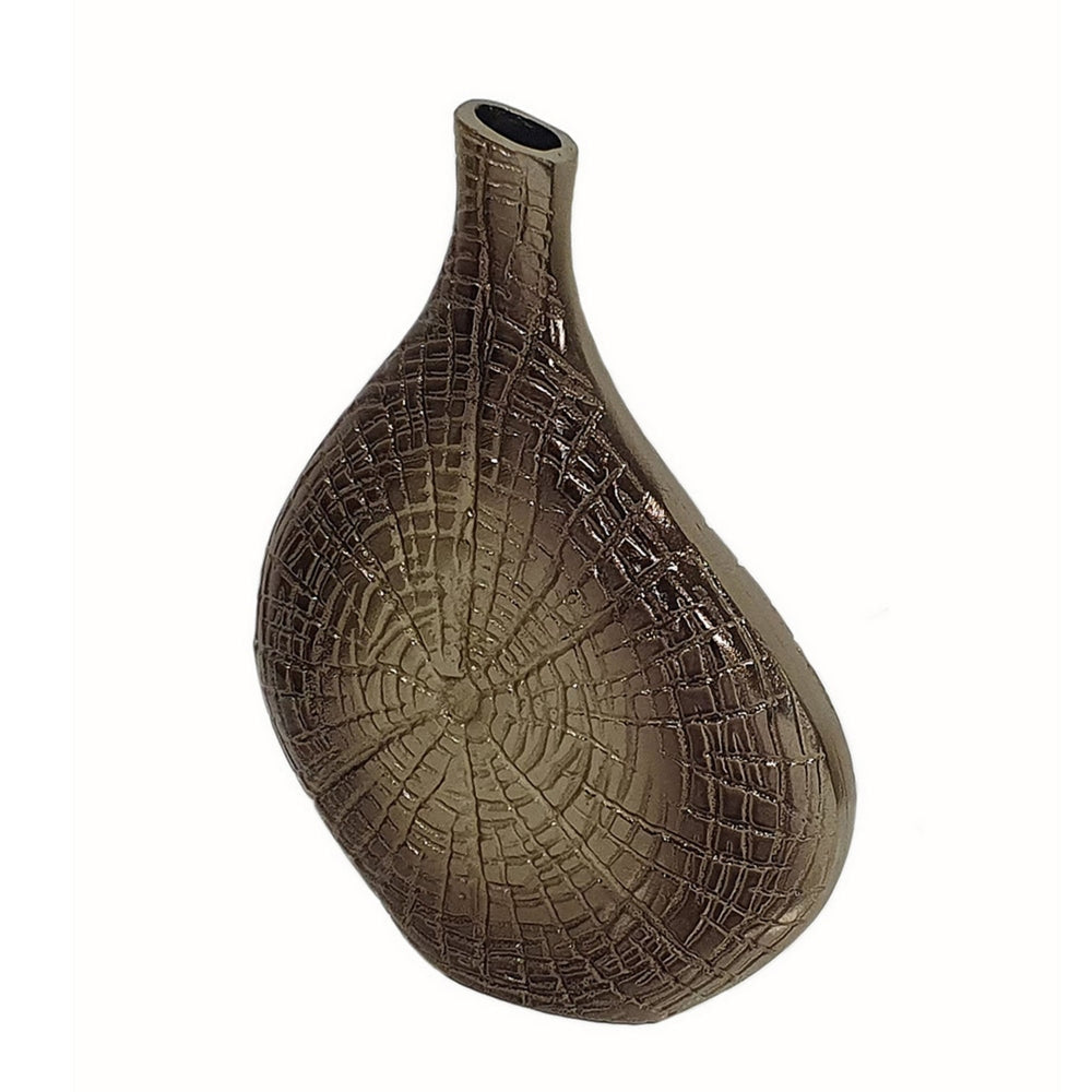 Zelo 11 Inch Decorative Vase Aluminum Webbed Design Bottleneck Gold By Casagear Home BM302622