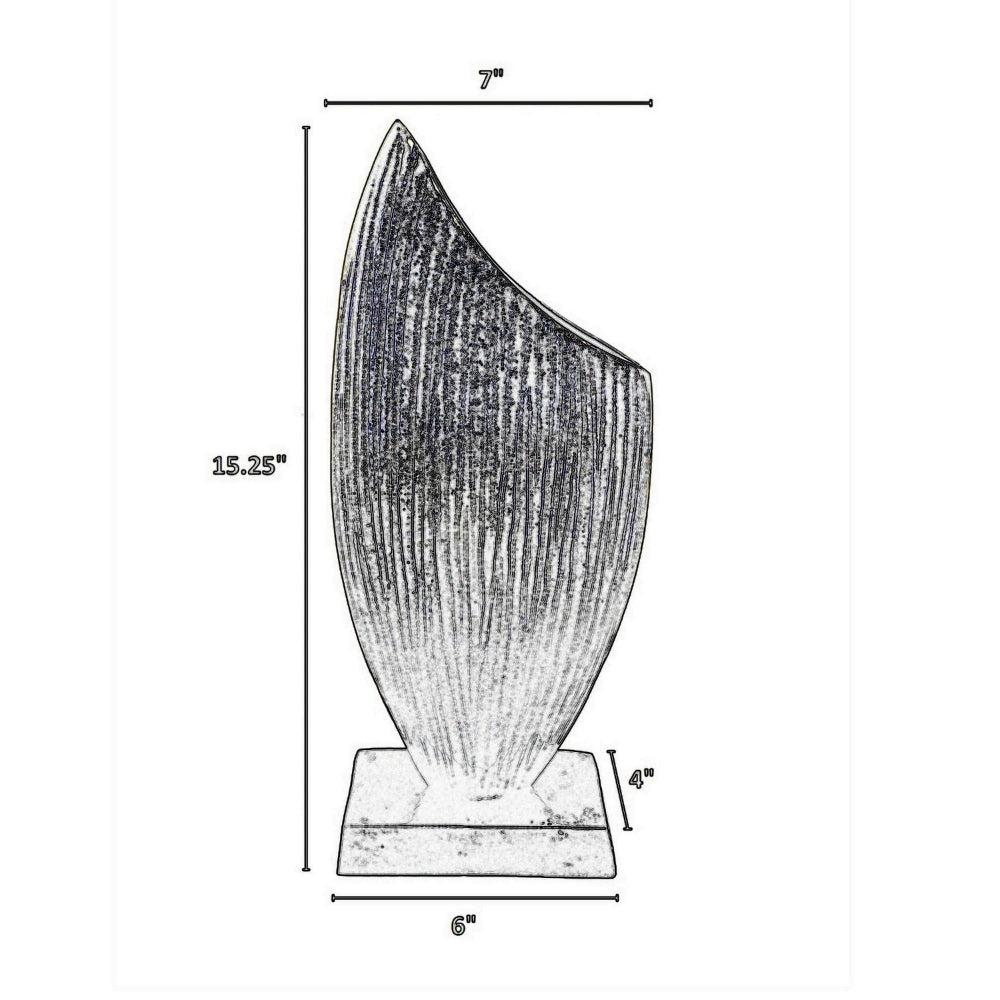 15 Inch Decorative Vase Aluminum Vertical Ribbing Gold and Jet Black By Casagear Home BM302628