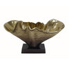 15 Inch Curved Shell Decorative Bowl Aluminum Square Base Gold and Black By Casagear Home BM302630