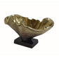 15 Inch Curved Shell Decorative Bowl, Aluminum, Square Base, Gold and Black By Casagear Home