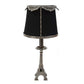14 Inch Table Lamp, Metal Trimmed Shade, Nickel Finish, Eiffel Tower Base By Casagear Home