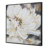 36 x 36 Inch Framed Wall Art Floral Oil Painting On Canvas White Gold By Casagear Home BM302654