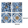Set of 4 Classic Framed Wall Decor Abstract Tile Design White and Blue By Casagear Home BM302672