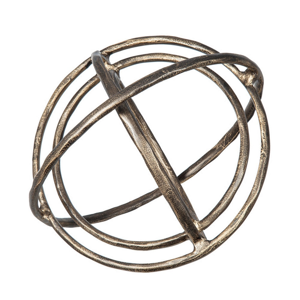 11 Inch Decorative Armillary Sphere with Overlapping Rings Bronze Aluminum By Casagear Home BM302698