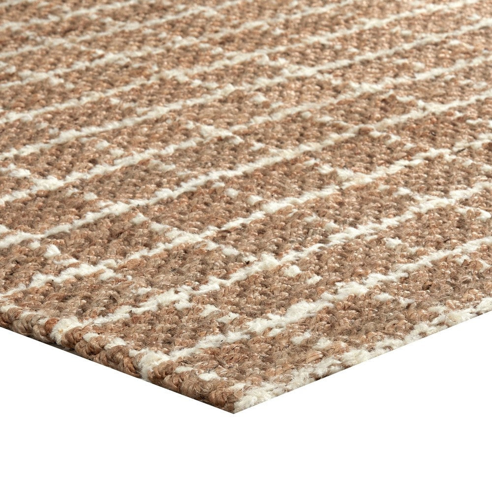 Obi 8 x 8 Square Handwoven Area Rug Ivory Checkered Patterns Brown Jute By Casagear Home BM303023