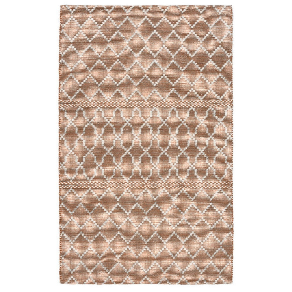 Solk 2 x 3 Small Area Rug, Woven Polyester, Moroccan Lattice, Ivory, Brown By Casagear Home