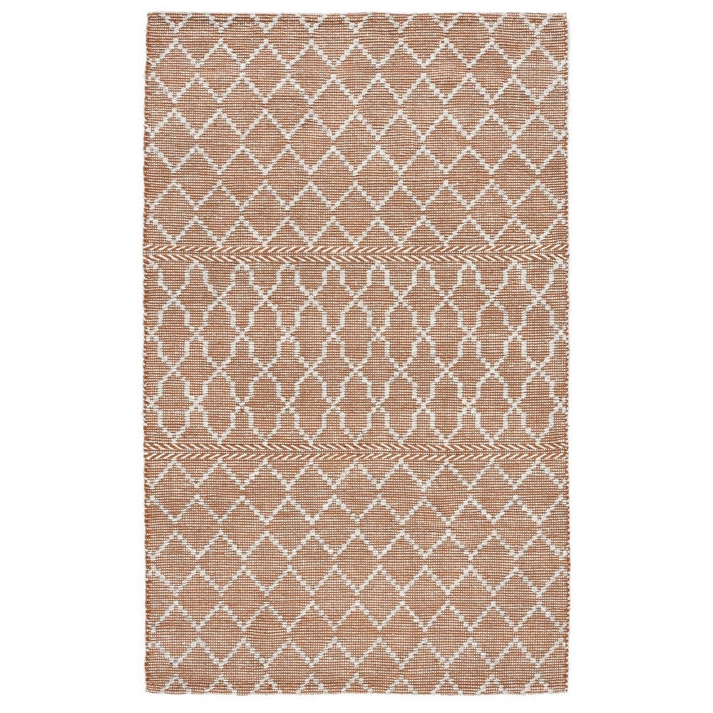 Solk 2 x 3 Small Area Rug, Woven Polyester, Moroccan Lattice, Ivory, Brown By Casagear Home