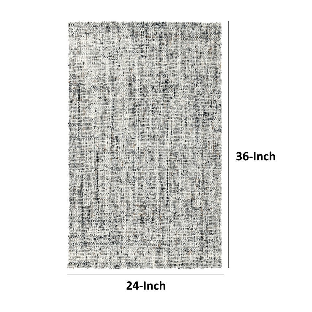Kio 2 x 3 Small Heather Area Rug Handwoven New Zealand Wool Gray Ivory By Casagear Home BM303055