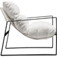 27 Inch Modern Accent Chair Crisp White Soft Linen Fabric Sling Chair By Casagear Home BM303162