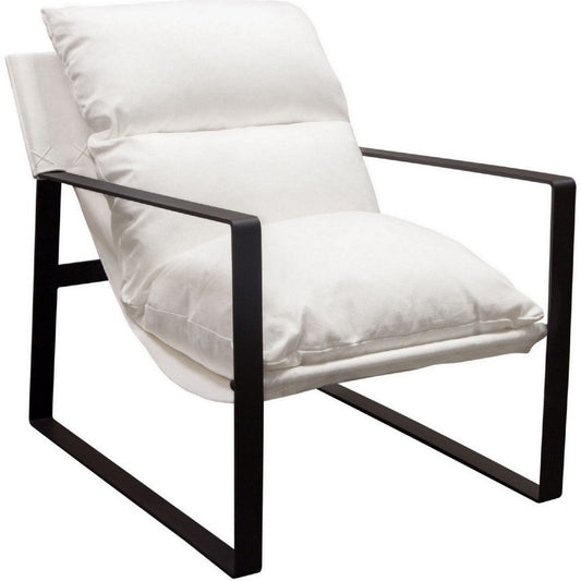 27 Inch Modern Accent Chair, Crisp White, Soft Linen Fabric, Sling Chair By Casagear Home