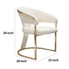 Emy 26 Inch Cantilever Barrel Dining Chair Cream Velvet Upholstery Gold By Casagear Home BM303167