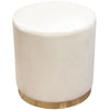 Himo 19 Inch Round Padded Ottoman Gold Metal Base Cream Velvet Upholstery By Casagear Home BM303168