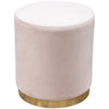 Himo 19 Inch Round Padded Ottoman Gold Metal Base Pink Velvet Upholstery By Casagear Home BM303169