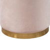 Himo 19 Inch Round Padded Ottoman Gold Metal Base Pink Velvet Upholstery By Casagear Home BM303169