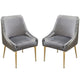 24 Inch Pleated Dining Side Chair, Set of 2, Smooth Gray Velvet Upholstery By Casagear Home