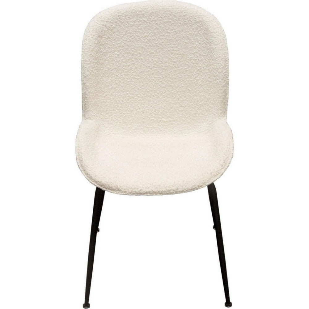 21 Inch Dining Chairs Set of 2 Black Metal Legs Ivory Boucle Upholstery By Casagear Home BM303188