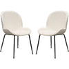 21 Inch Dining Chairs, Set of 2, Black Metal Legs, Ivory Boucle Upholstery By Casagear Home