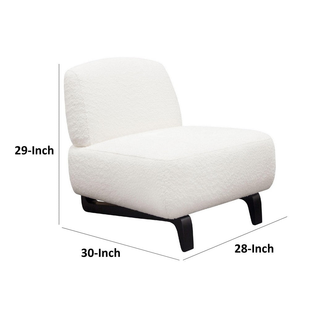 Ikka 30 Inch Padded Armless Chair Crisp White Faux Sheepskin Upholstery By Casagear Home BM303193