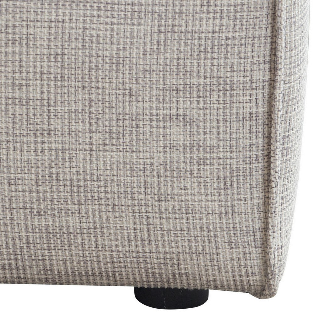 Daro 36 Inch Square Ottoman Cushioned Top Gray Barley Upholstery Black By Casagear Home BM303199