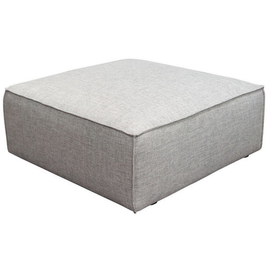 Daro 36 Inch Square Ottoman, Cushioned Top, Gray Barley Upholstery, Black By Casagear Home