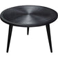 Vio 29 Inch Round Coffee Table Embossed Surface Patterning Black Wood By Casagear Home BM303204