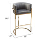 Meha 29 Inch Cantilever Bar Chair Channel Tufted Back Gray Velvet Gold By Casagear Home BM303214