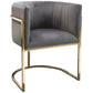 Meha 24 Inch Cantilever Dining Chair, Gray Velvet Upholstery, Gold Frame By Casagear Home