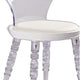 Rari 19 Inch Crystal Clear Armless Chair Padded White Vegan Leather Seat By Casagear Home BM304618