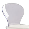 Rari 19 Inch Crystal Clear Armless Chair Padded White Vegan Leather Seat By Casagear Home BM304618