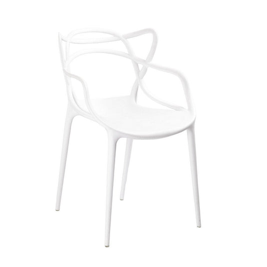 Yuva 22 Inch Armchair, Modern Intricate Curved Seat, White Polypropylene By Casagear Home