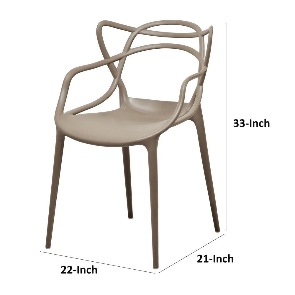 Yuva 22 Inch Armchair Intricate Design Curved Seat Gray Polypropylene By Casagear Home BM304621