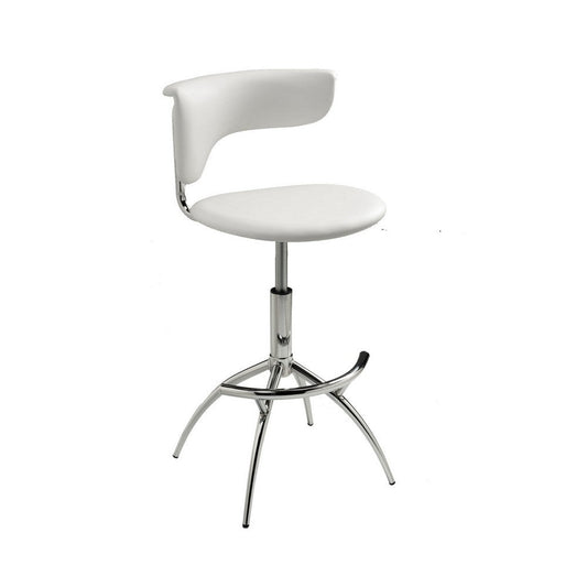 Will 26-31 Inch Adjustable Height Barstool Chair, Chrome White Faux Leather By Casagear Home