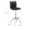 Deko 26-31 Inch Adjustable Height Barstool Chair Chrome Black Faux Leather By Casagear Home BM304642