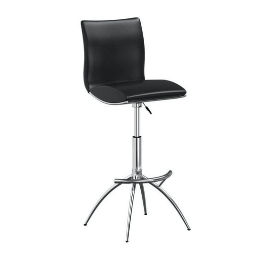 Deko 26-31 Inch Adjustable Height Barstool Chair, Chrome Black Faux Leather By Casagear Home