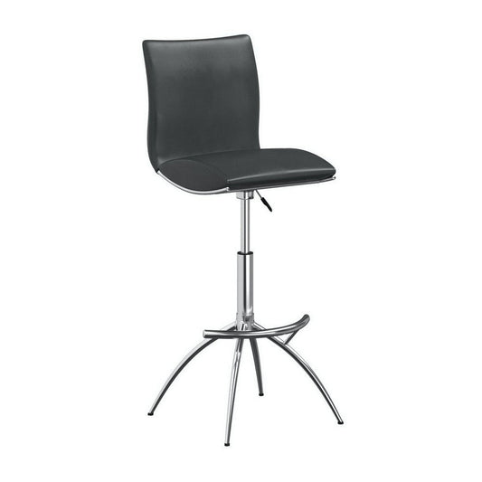 Deko 26-31 Inch Adjustable Height Barstool Chair, Chrome, Gray Faux Leather By Casagear Home