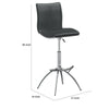 Deko 26-31 Inch Adjustable Height Barstool Chair Chrome Gray Faux Leather By Casagear Home BM304647
