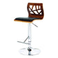34-43 Inch Adjustable Height Barstool Open Back Wood Black Faux Leather By Casagear Home BM304649