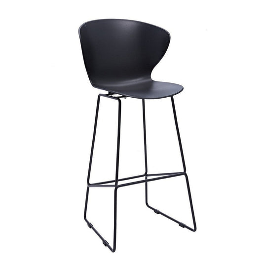 Kivi 30 Inch Set of 2 Barstool Chairs, Metal, Curved Black Polypropylene By Casagear Home